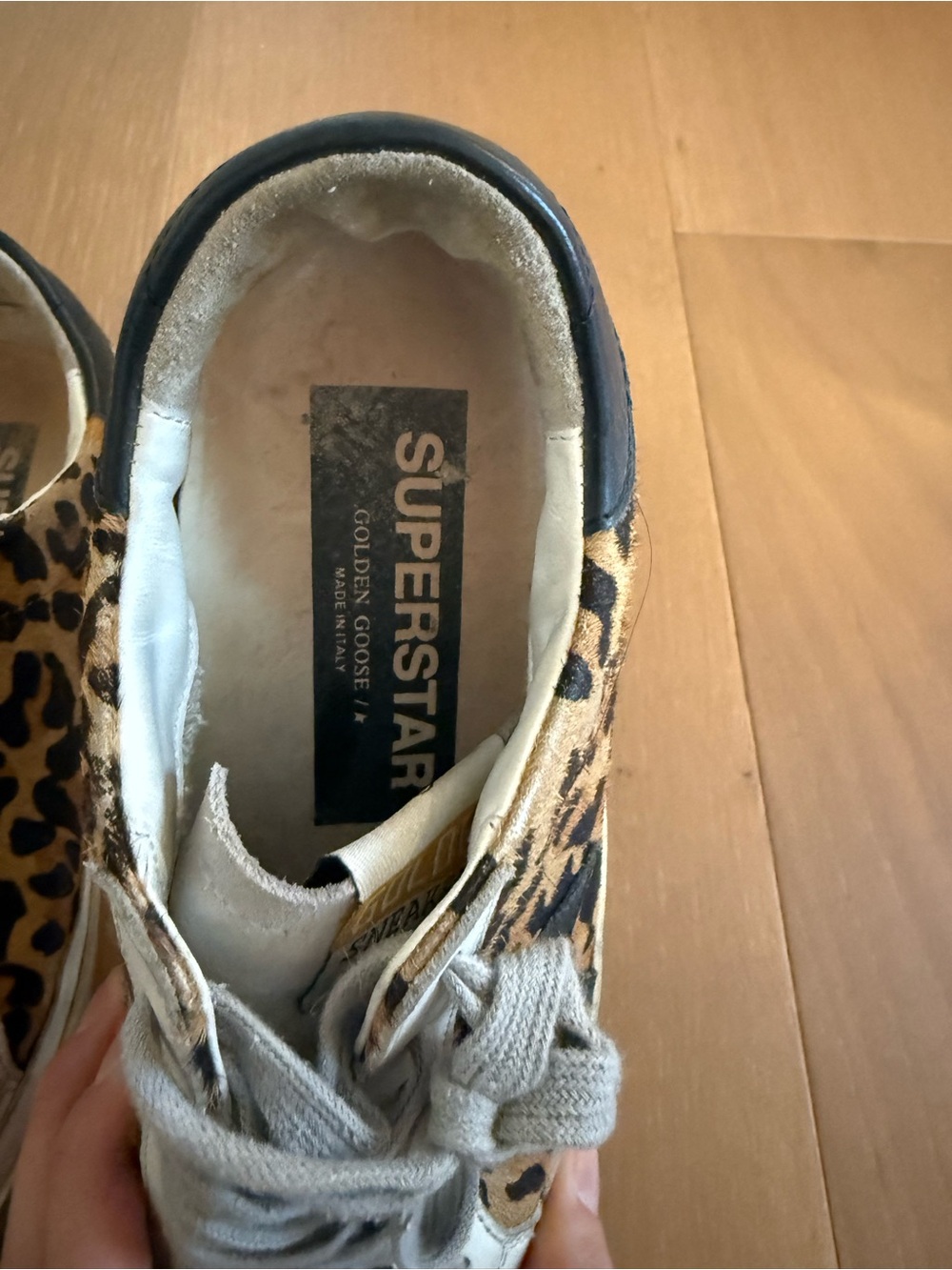 Golden Goose Leopard Print style Low-Top Sneakers with Black Star and Gray Suede - Picture 5 of 7